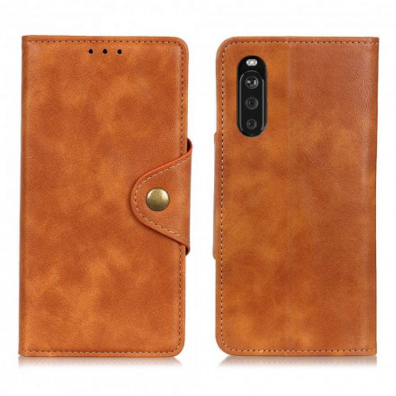 Skórzany Futerał Sony Xperia 10 Iii Etui Na Telefon Skórzany Guzik Vintage