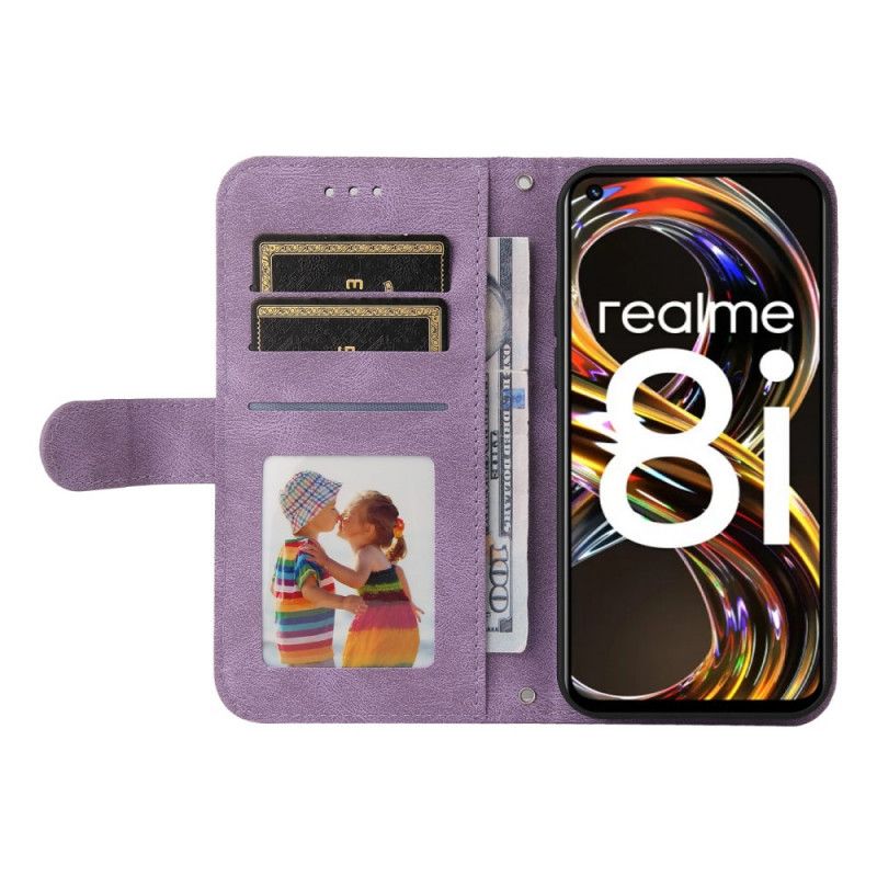 Obudowa Realme 8i Etui Na Telefon Nit I Pasek Z Imitacji Skóry