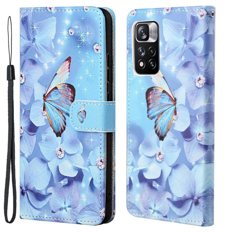 Etui Folio Xiaomi Redmi Note 11 Pro / Note 11 Pro Plus Diamentowe Motyle Na Paskach