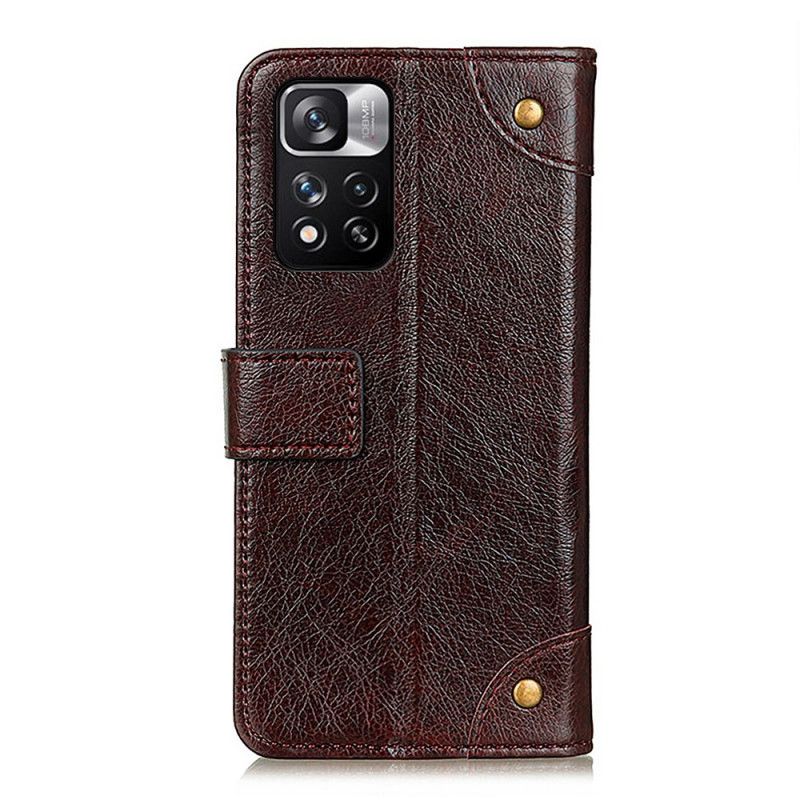 Skórzany Futerał Xiaomi Redmi Note 11 Pro / Note 11 Pro Plus Etui Na Telefon Stylowe Nity Ze Skóry Nappa W Stylu Vintage