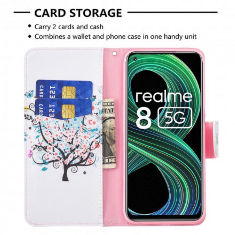 Etui Folio Realme 8 5g Kwitnące Drzewo Etui Ochronne