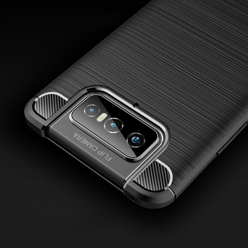 Etui Asus Zenfone 7 / 7 Pro Czerwony Czarny Szczotkowane Włókno Węglowe