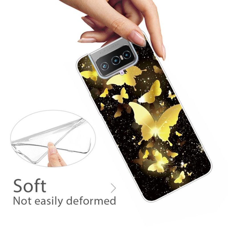 Etui Asus Zenfone 7 / 7 Pro Fioletowy Różowy Motyle Motyle