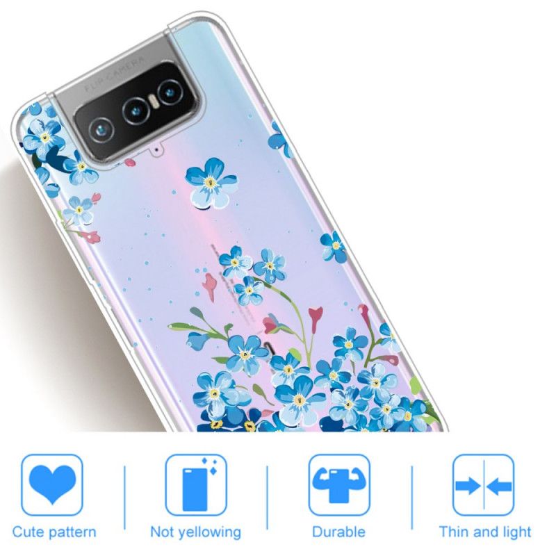 Etui Asus Zenfone 7 / 7 Pro Niebieskie Kwiaty