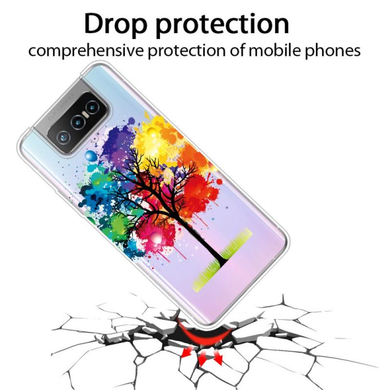 Etui Asus Zenfone 7 / 7 Pro Przezroczyste Drzewo Akwarelowe