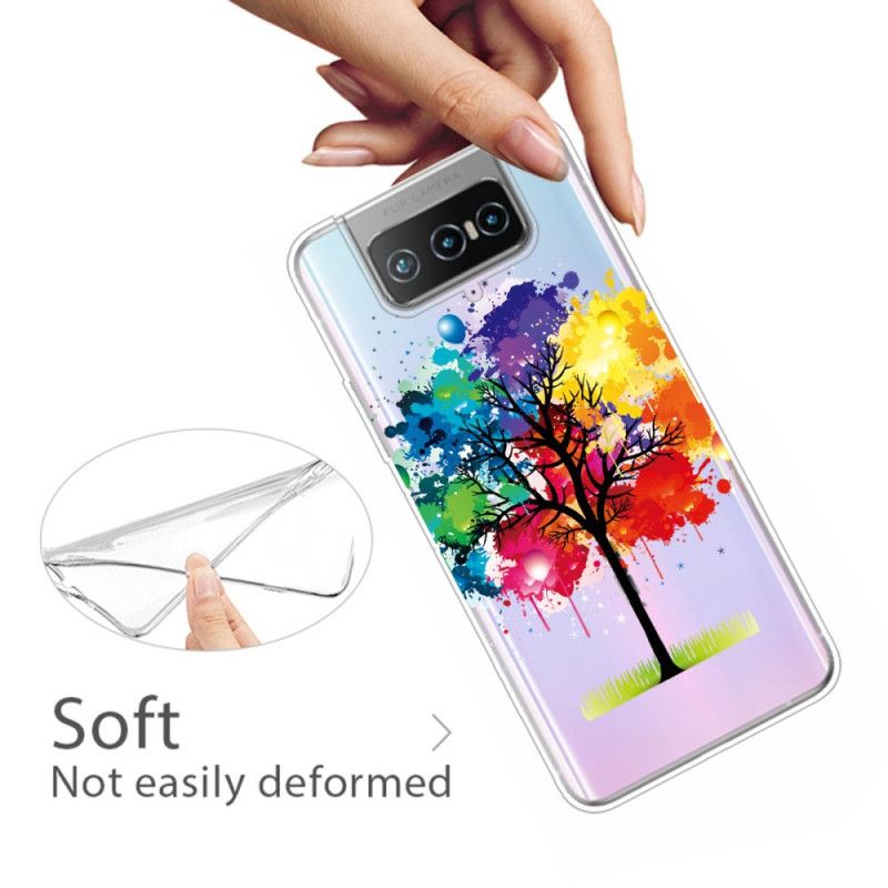 Etui Asus Zenfone 7 / 7 Pro Przezroczyste Drzewo Akwarelowe