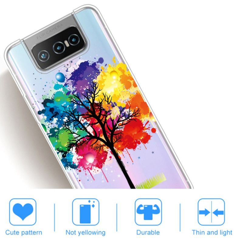 Etui Asus Zenfone 7 / 7 Pro Przezroczyste Drzewo Akwarelowe