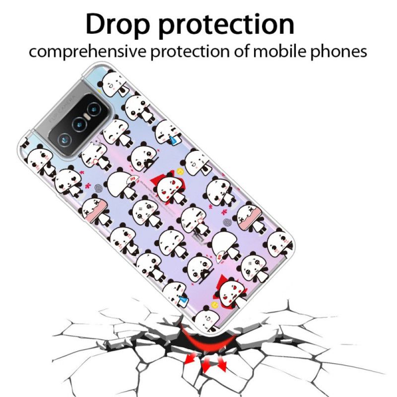 Etui Asus Zenfone 7 / 7 Pro Przezroczyste Zabawne Pandy