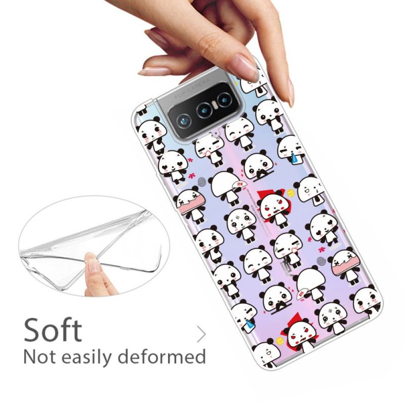 Etui Asus Zenfone 7 / 7 Pro Przezroczyste Zabawne Pandy