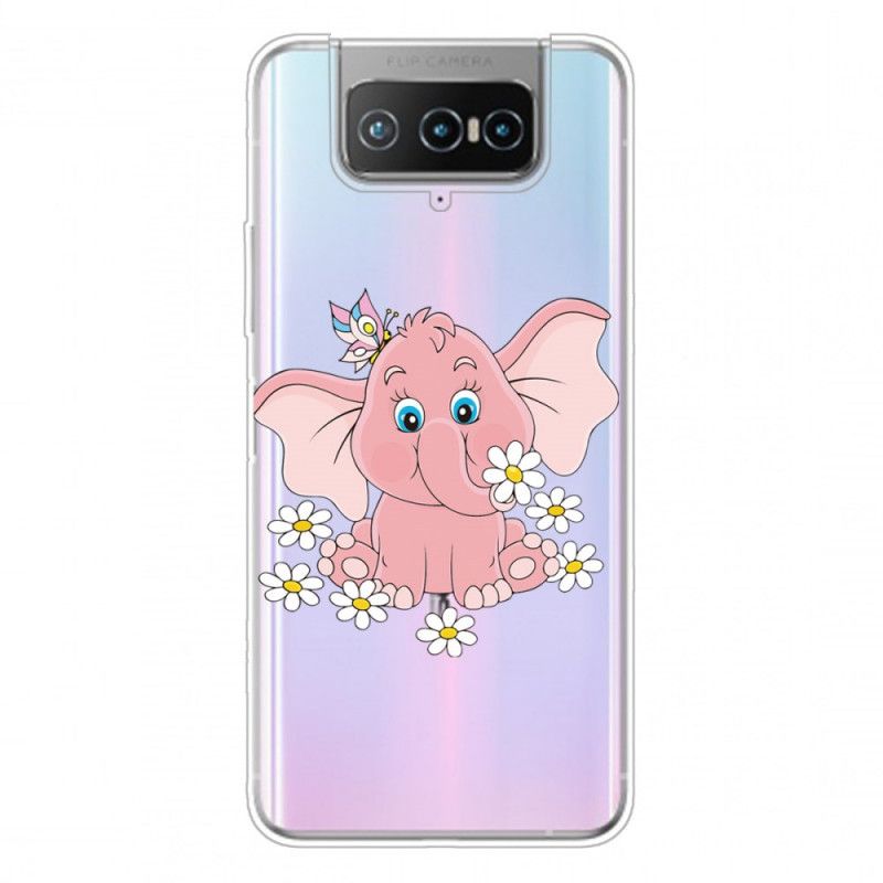 Etui Asus Zenfone 7 / 7 Pro Przezroczysty Różowy Słoń Etui Ochronne