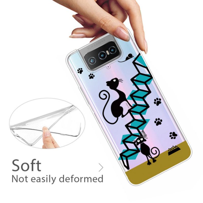 Etui Asus Zenfone 7 / 7 Pro Śmieszne Koty Etui Ochronne