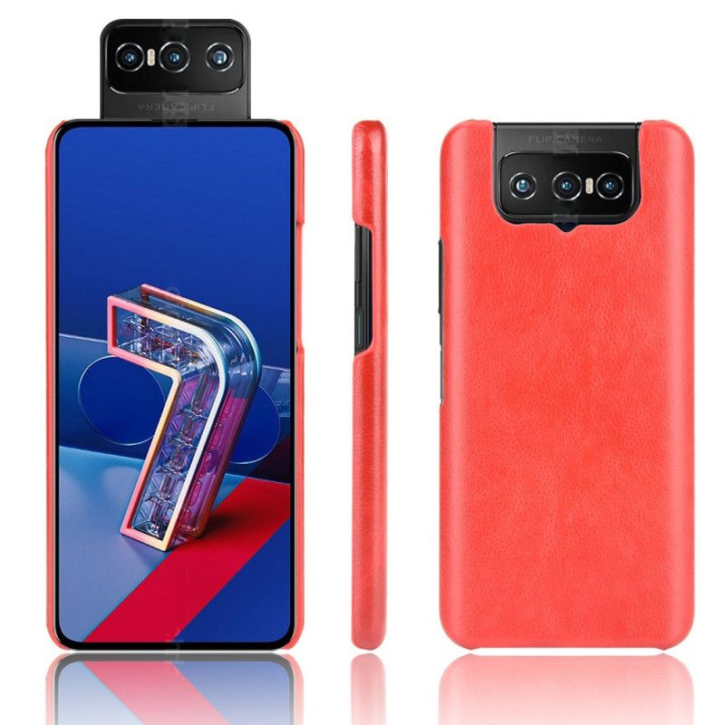 Etui Asus Zenfone 7 / 7 Pro Szary Czarny Efekt Skóry Liczi Etui Ochronne