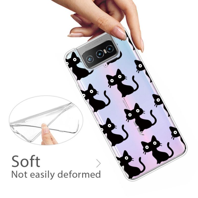 Etui Asus Zenfone 7 / 7 Pro Wiele Czarnych Kotów Etui Ochronne