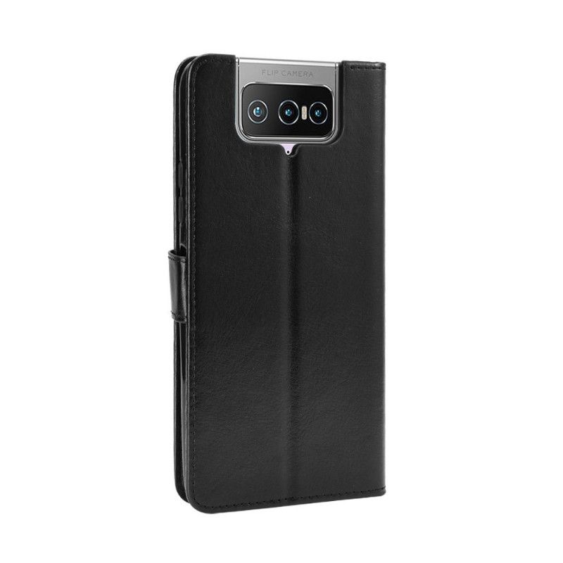 Etui Folio Asus Zenfone 7 / 7 Pro Czerwony Czarny Efektowna Sztuczna Skóra Etui Ochronne