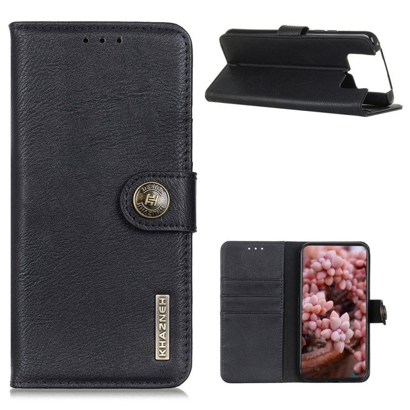 Etui Folio Asus Zenfone 7 / 7 Pro Szary Czarny Imitacja Skóry Khazneh