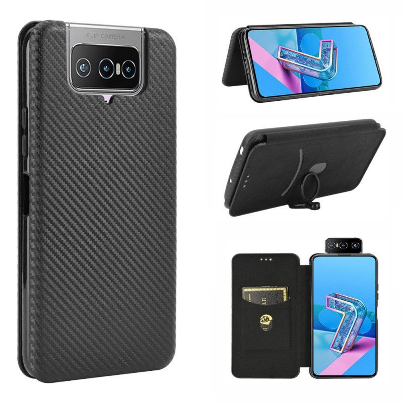 Flip Kotelot Asus Zenfone 7 / 7 Pro Zielony Czarny Silikon Węglowy