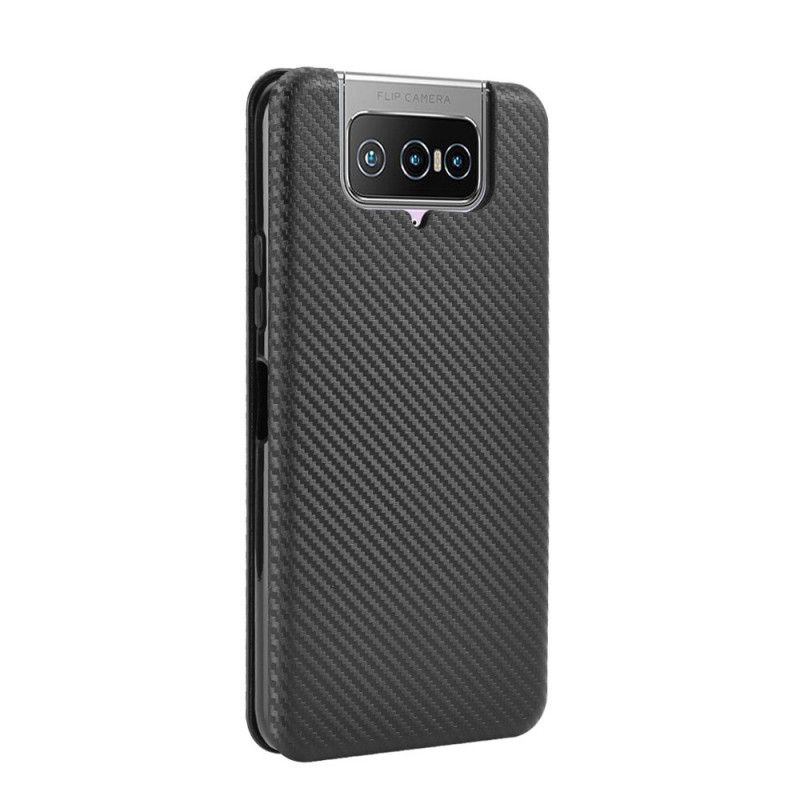 Flip Kotelot Asus Zenfone 7 / 7 Pro Zielony Czarny Silikon Węglowy