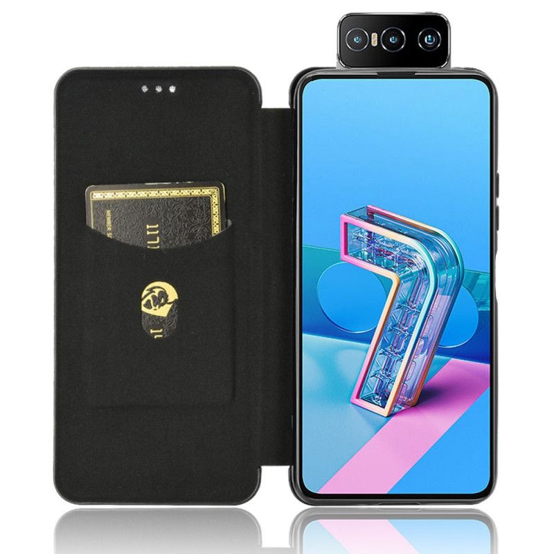 Flip Kotelot Asus Zenfone 7 / 7 Pro Zielony Czarny Silikon Węglowy