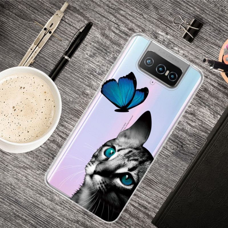 Futerały Asus Zenfone 7 / 7 Pro Etui na Telefon Kot I Motyl