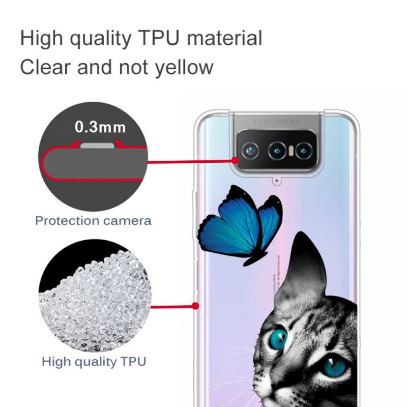 Futerały Asus Zenfone 7 / 7 Pro Etui na Telefon Kot I Motyl