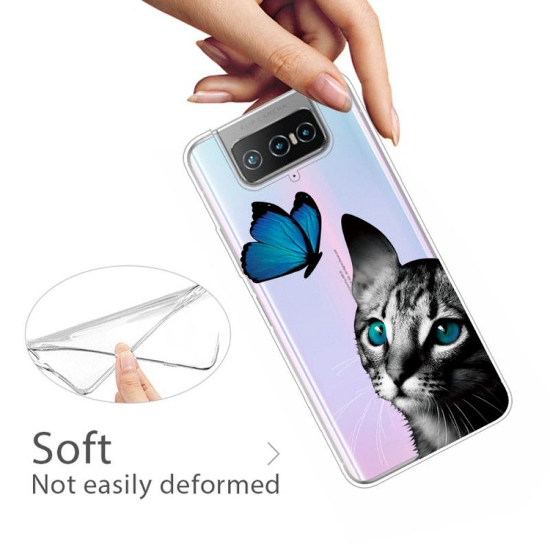 Futerały Asus Zenfone 7 / 7 Pro Etui na Telefon Kot I Motyl