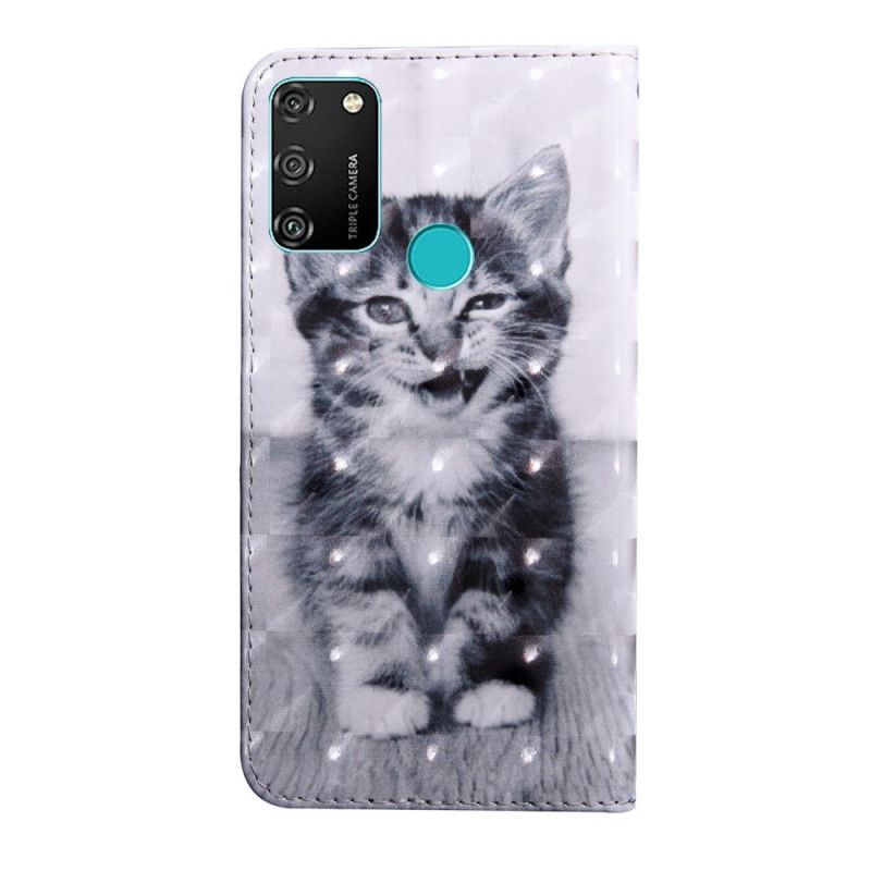 Etui Folio Honor 9A Czarno-Biały Cat Etui Ochronne