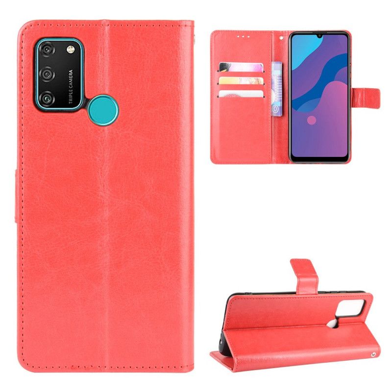 Etui Folio Honor 9A Czerwony Czarny Efektowna Sztuczna Skóra