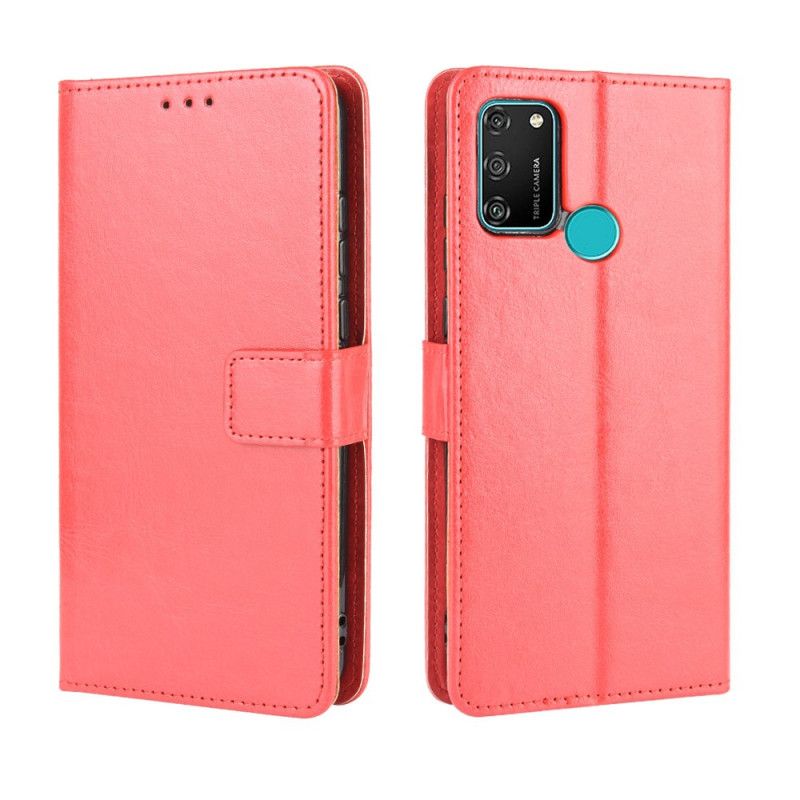 Etui Folio Honor 9A Czerwony Czarny Efektowna Sztuczna Skóra