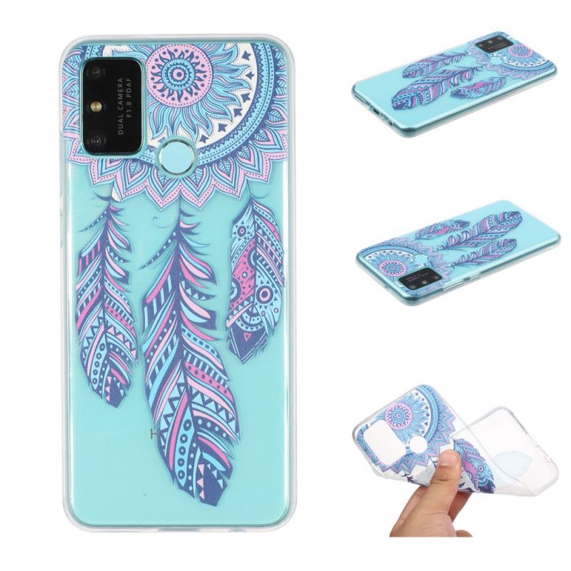 Etui Honor 9A Przezroczysty Łapacz Marzy O Niebieskich Piórach Etui Ochronne