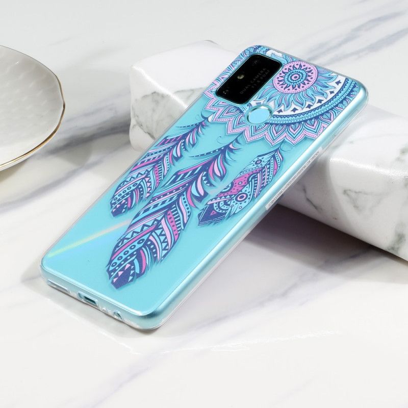 Etui Honor 9A Przezroczysty Łapacz Marzy O Niebieskich Piórach Etui Ochronne