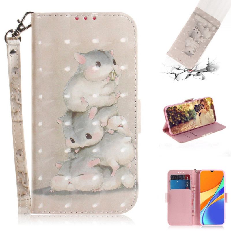 Etui Folio Xiaomi Redmi 9C Chomiki Ze Stringami Etui Ochronne