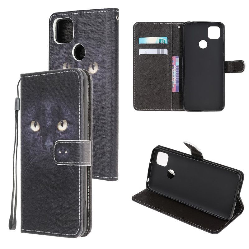 Etui Folio Xiaomi Redmi 9C Czarne Oczy Kota Ze Stringami Etui Ochronne