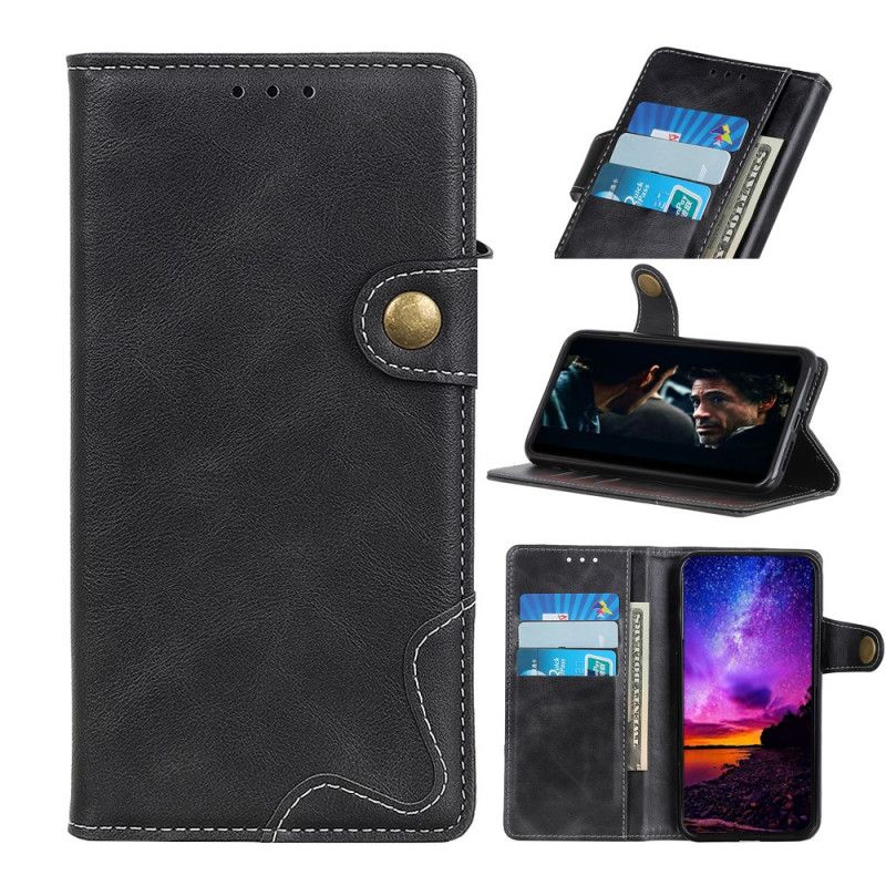 Etui Folio Xiaomi Redmi 9C Czerwony Czarny Artystyczny Guzik I Szwy