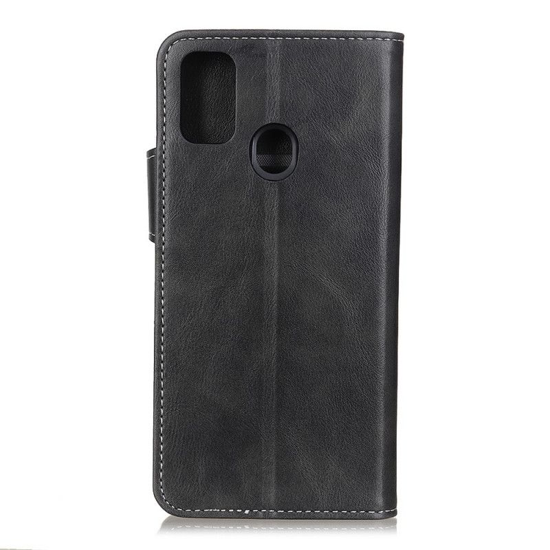 Etui Folio Xiaomi Redmi 9C Czerwony Czarny Artystyczny Guzik I Szwy