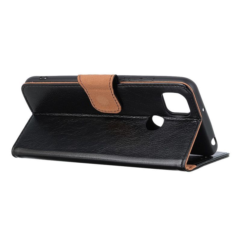 Etui Folio Xiaomi Redmi 9C Czerwony Czarny Dwoina Skóry Nappa Etui Ochronne