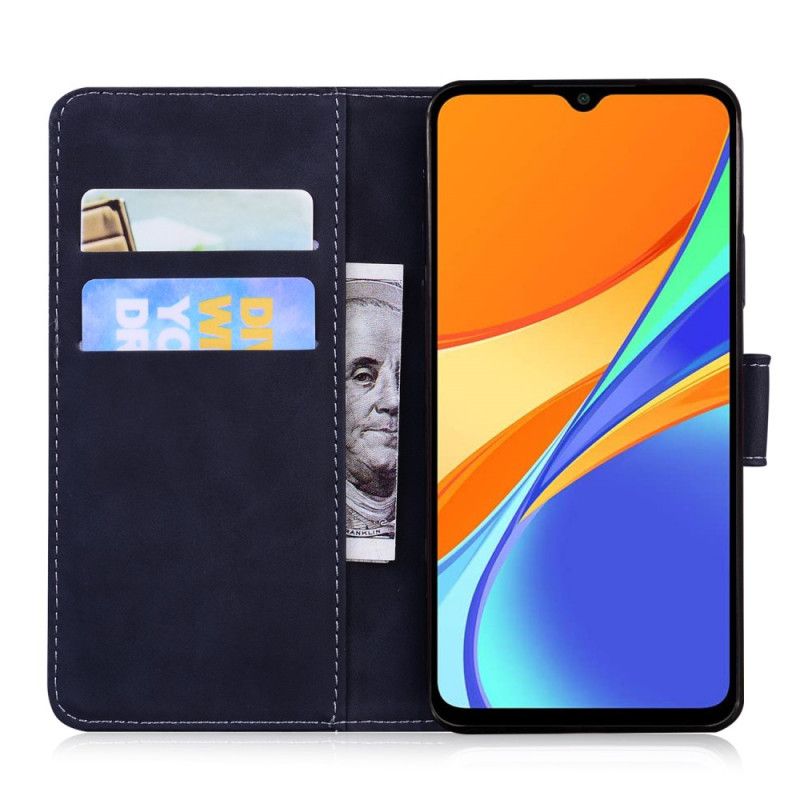 Etui Folio Xiaomi Redmi 9C Czerwony Czarny Nowe Kolory Imitacja Skóry Etui Ochronne