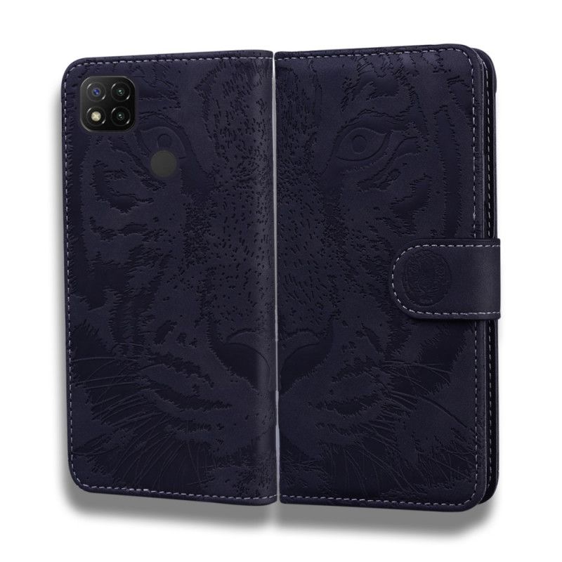 Etui Folio Xiaomi Redmi 9C Czerwony Czarny Odcisk Twarzy Tygrysa