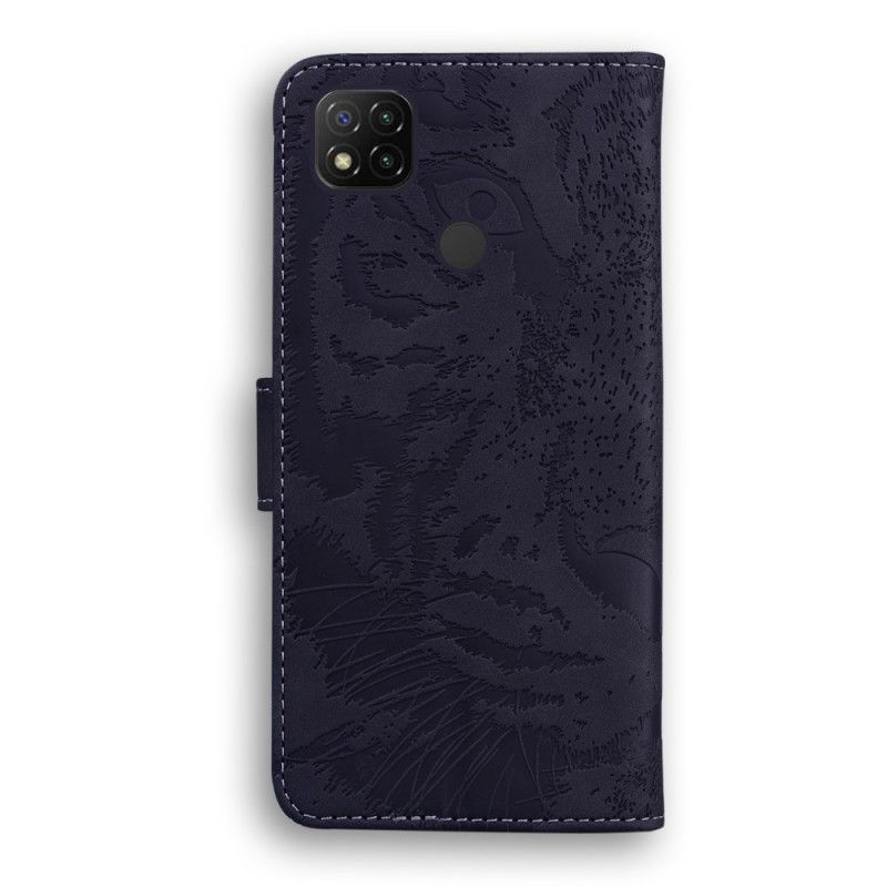 Etui Folio Xiaomi Redmi 9C Czerwony Czarny Odcisk Twarzy Tygrysa