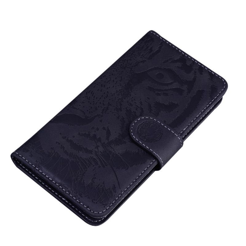 Etui Folio Xiaomi Redmi 9C Czerwony Czarny Odcisk Twarzy Tygrysa