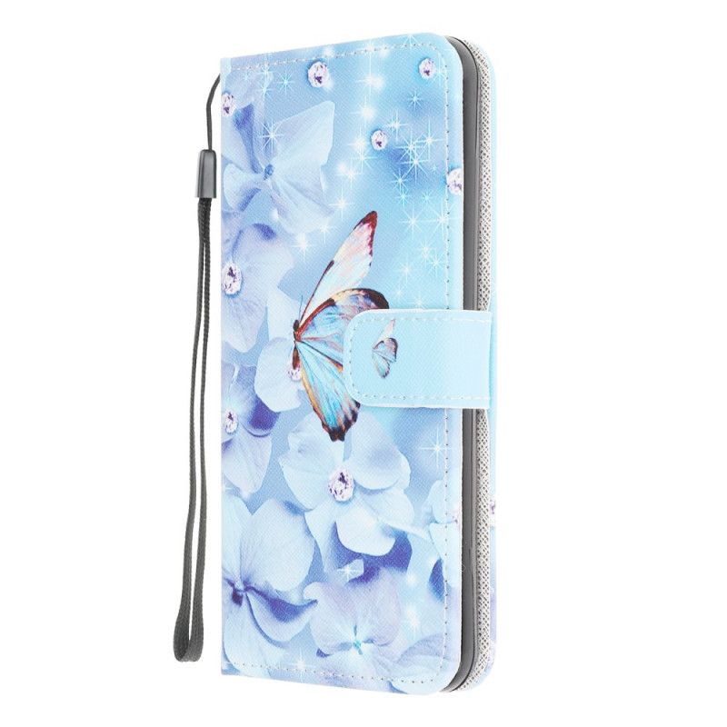 Etui Folio Xiaomi Redmi 9C Diamentowe Motyle Ze Stringami