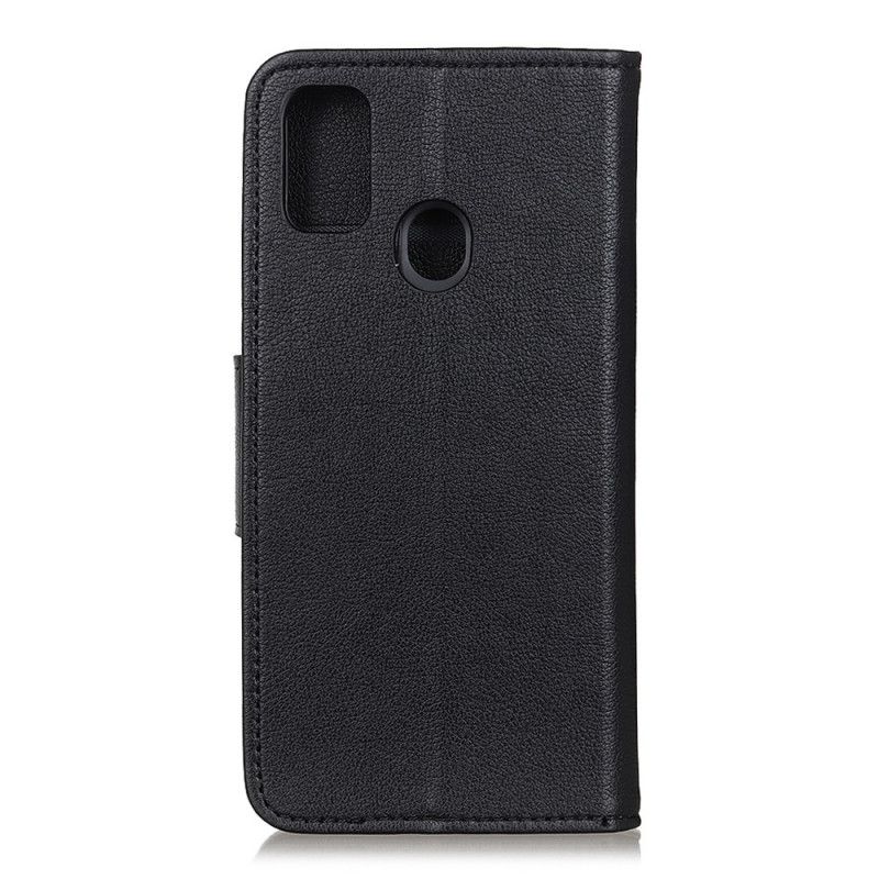 Etui Folio Xiaomi Redmi 9C Granatowy Czarny Zapięcie Z Efektem Skóry Liczi Etui Ochronne