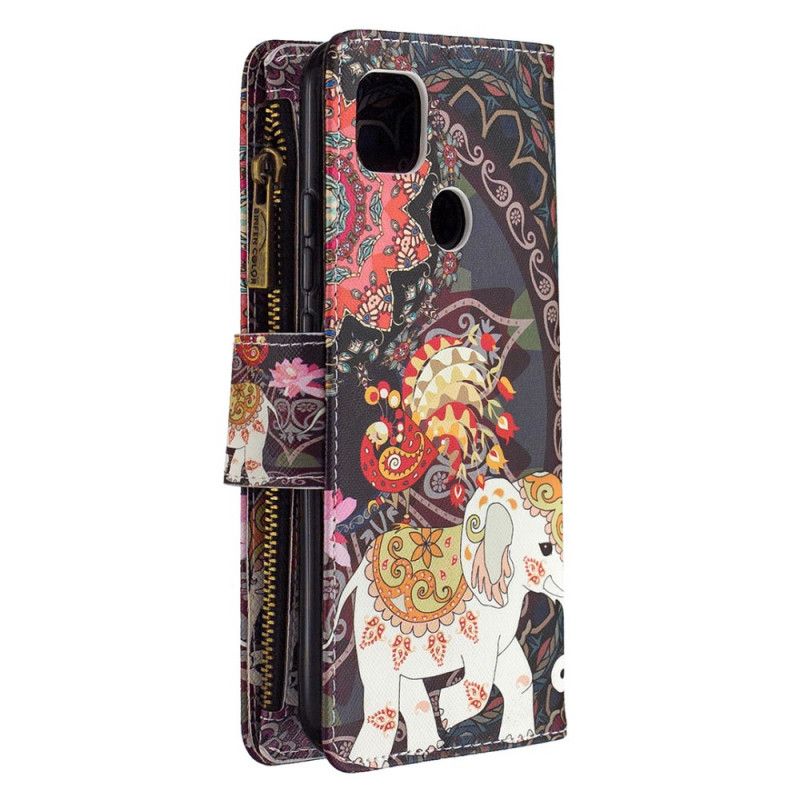 Etui Folio Xiaomi Redmi 9C Kieszeń Zapinana Na Zamek W Kształcie Słonia Etui Ochronne