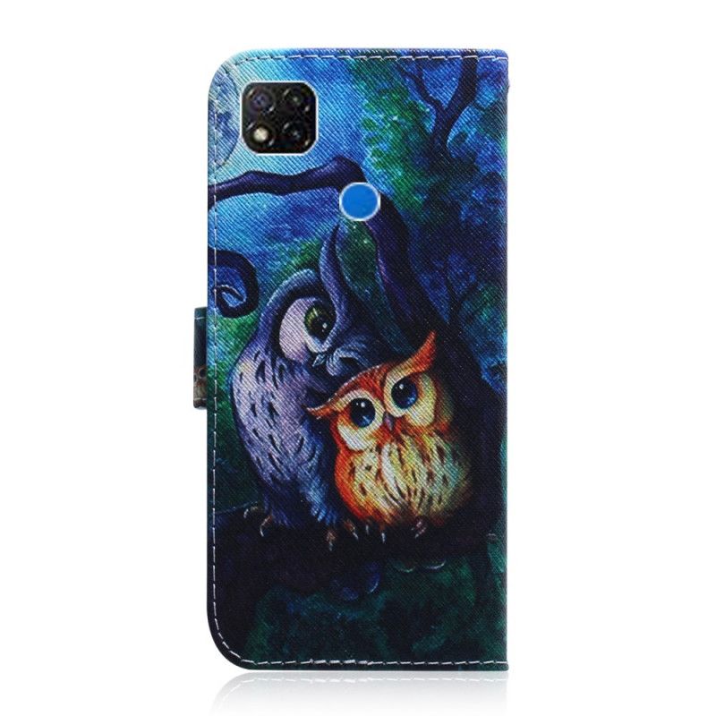 Etui Folio Xiaomi Redmi 9C Malowanie Sowy Etui Ochronne