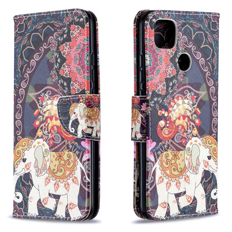 Etui Folio Xiaomi Redmi 9C Słonie Indyjskie Etui Ochronne