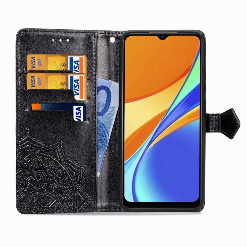 Etui Folio Xiaomi Redmi 9C Szary Czarny Mandala W Średnim Wieku