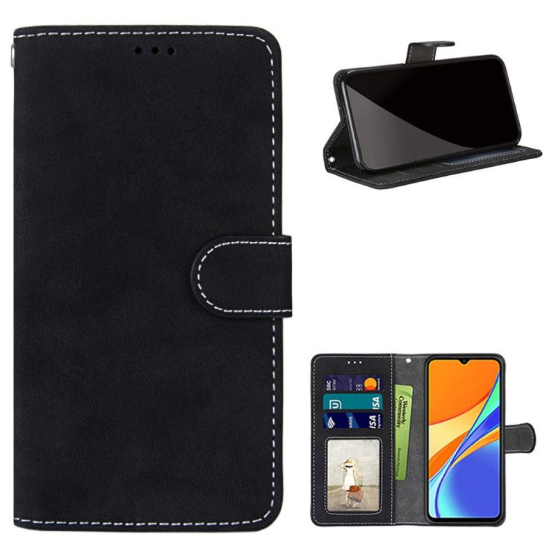 Etui Folio Xiaomi Redmi 9C Szary Czarny Skóra Ekologiczna W Nowych Kolorach Vintage Etui Ochronne