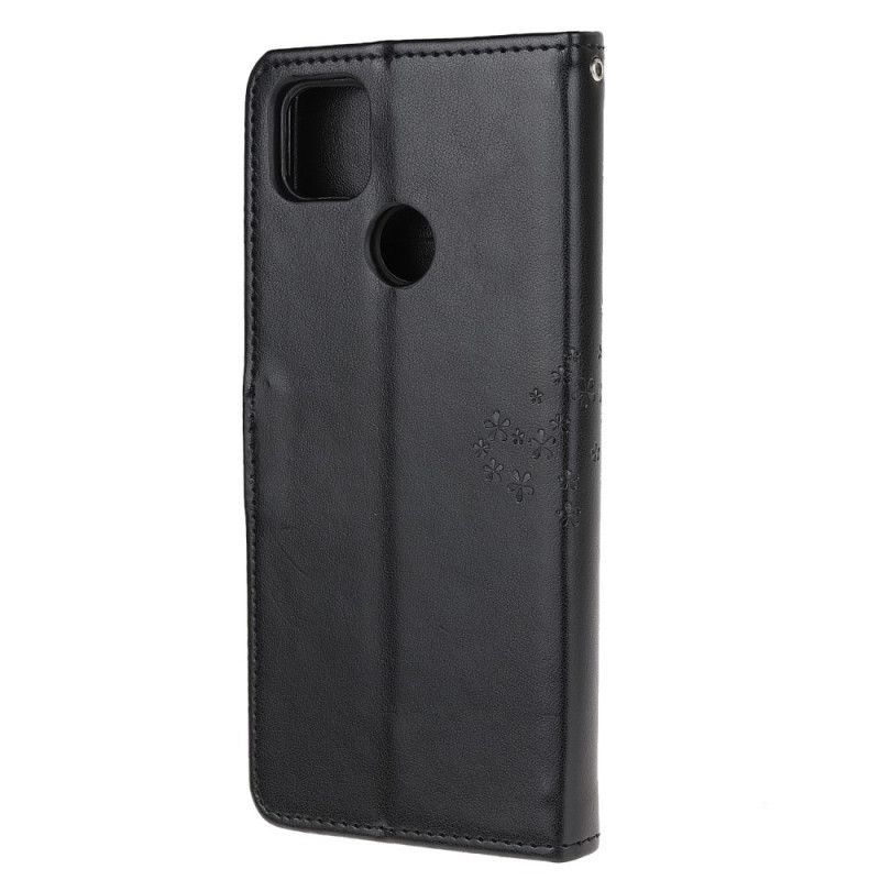 Etui Folio Xiaomi Redmi 9C Szary Czarny Sowy Drzewne I Stringi