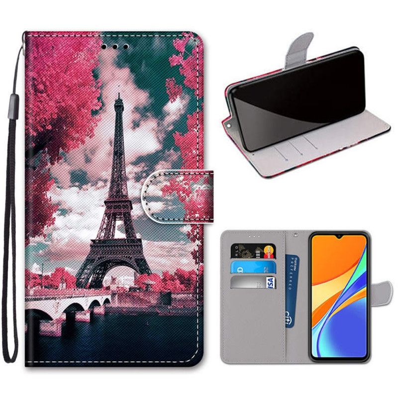 Etui Folio Xiaomi Redmi 9C Wieża Eiffla Latem Etui Ochronne