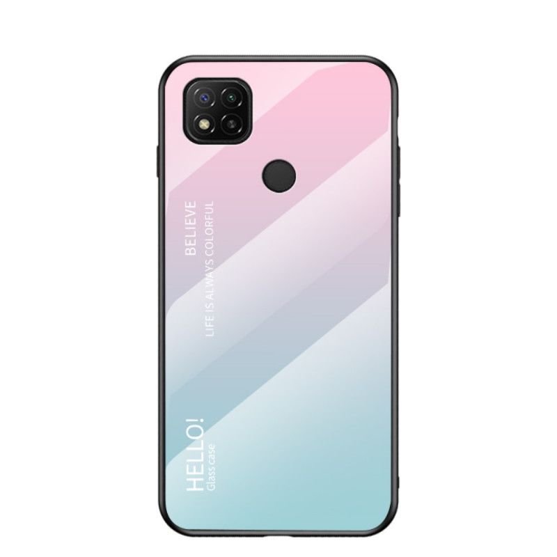 Etui Xiaomi Redmi 9C Biały Czarny Witam Szkło Hartowane