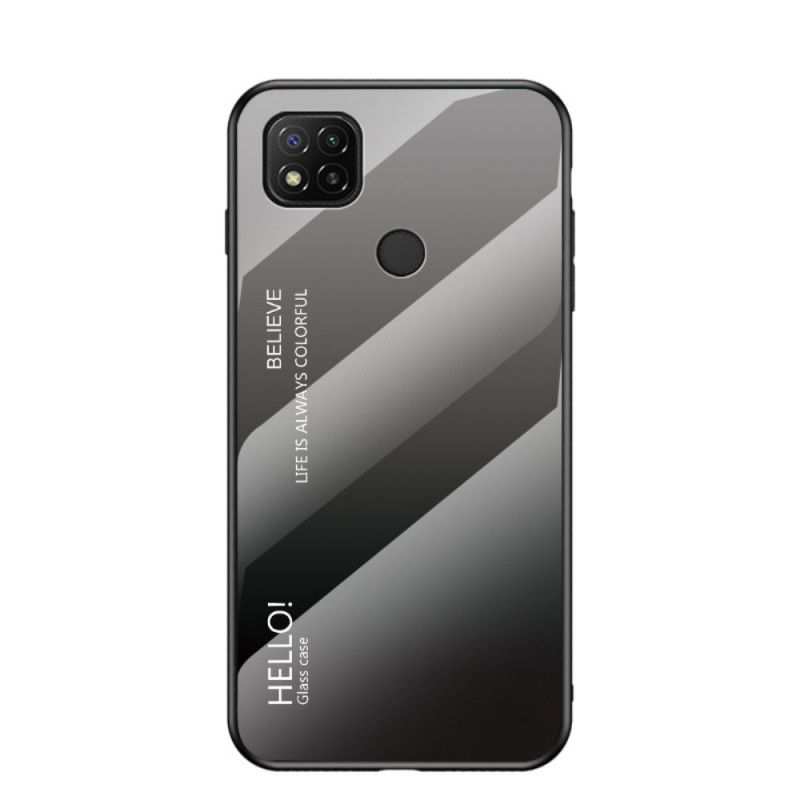 Etui Xiaomi Redmi 9C Biały Czarny Witam Szkło Hartowane